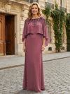 Round Neck Chiffon Floor Length Mother of the Bride Dresses with Caps