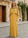 Round Neck Chiffon Floor Length Mother of the Bride Dresses with Caps
