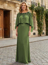 Round Neck Chiffon Floor Length Mother of the Bride Dresses with Caps