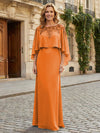 Round Neck Chiffon Floor Length Mother of the Bride Dresses with Caps