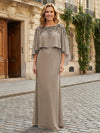 Round Neck Chiffon Floor Length Mother of the Bride Dresses with Caps