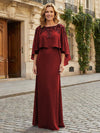 Round Neck Chiffon Floor Length Mother of the Bride Dresses with Caps