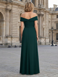 Off the Shoulder Chiffon Pleated Mother of the Bride Dresses