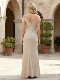 Off the Shoulder Glitter Tulle Mother of the Bride Dresses