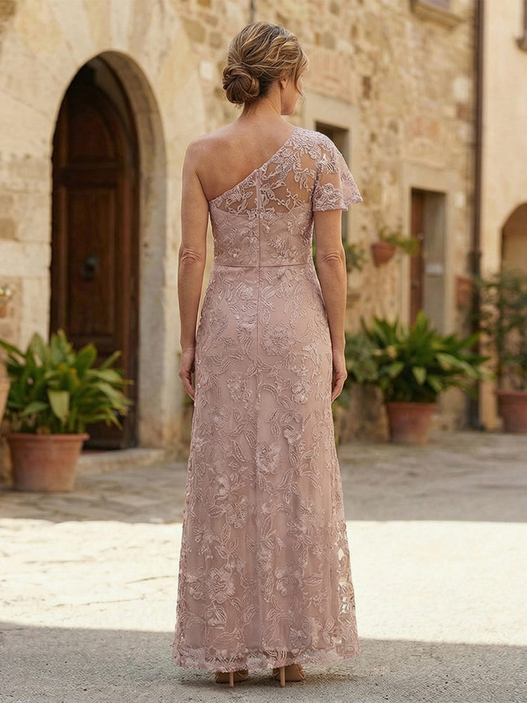 One Shoulder Lace Appliques Mother of the Bride Dresses