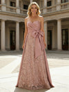 Strapless Satin Lace Mother of the Bride Dresses with Bow