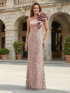 One Shoulder Satin Lace Mother of the Bride Dresses with Big Flowers