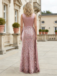 Satin Jacquard Boat Neck Mother of the Bride Dresses