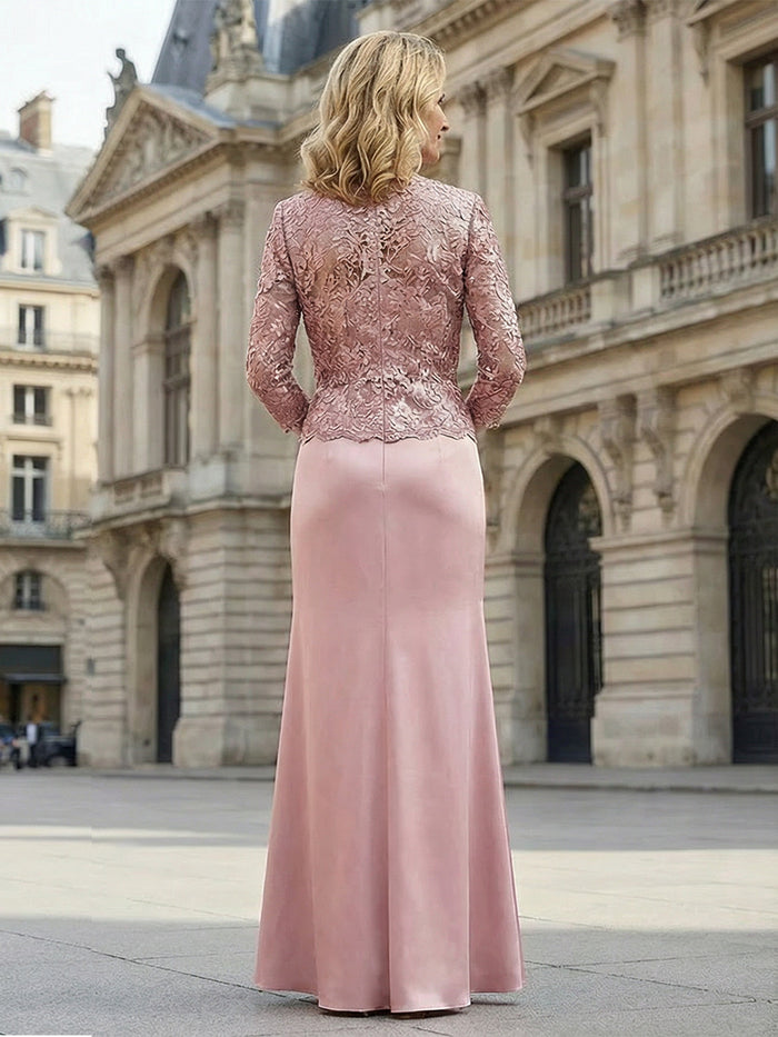 Satin Appliques Two Piece Mother of the Bride Dresses