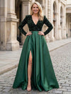 Satin Sequin Mother of the Bride Dresses with Slit