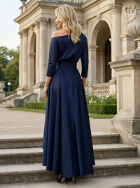 One-Shoulder Satin Mother of the Bride Dresses with Sleeves