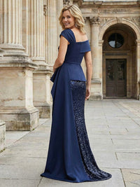 One-Shoulder Satin Sequin Mother of the Bride Dresses