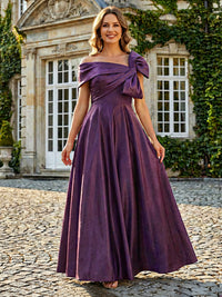 One-Shoulder Satin Mother of the Bride Dresses with Bow