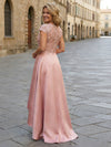 V-Neck Satin Mother of the Bride Dresses with Sleeves