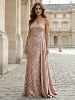 Strapless Satin Mother of the Bride Dresses with Lace