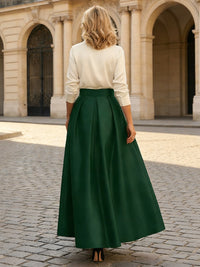 V-Neck Satin A-Line Mother of the Bride Dresses with Sleeves