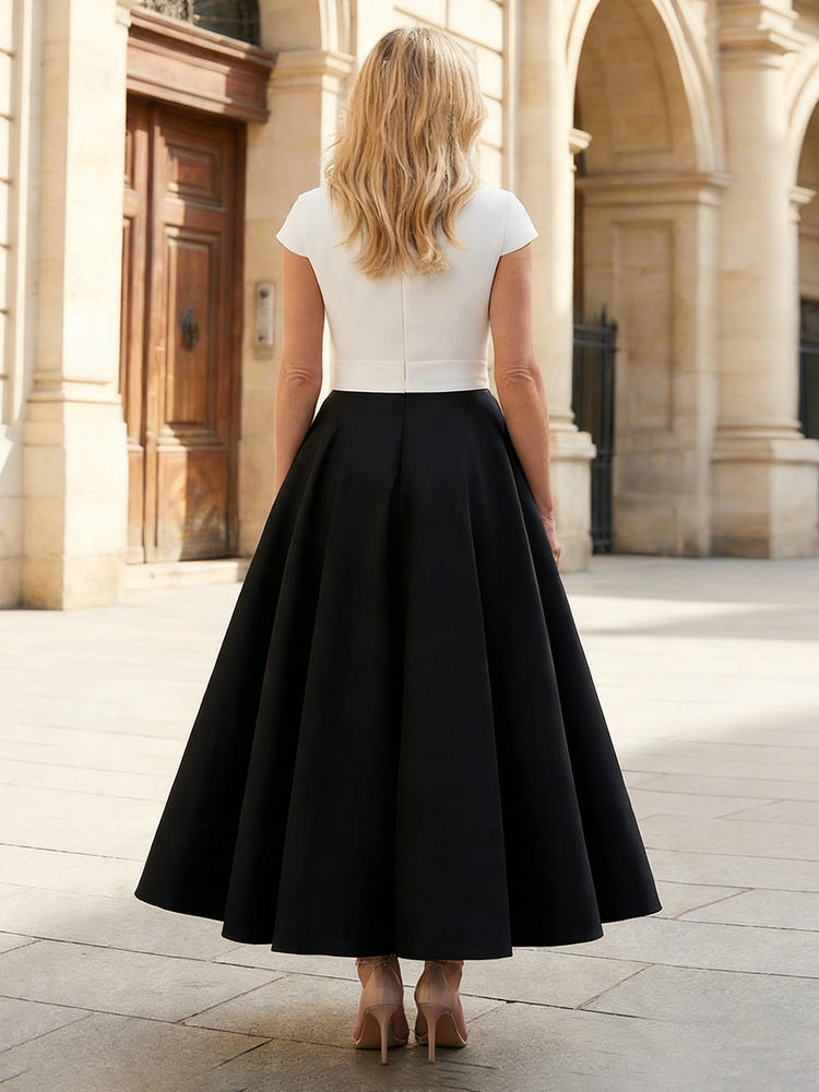 V-Neck Satin A-Line Mother of the Bride Dresses with Sleeves
