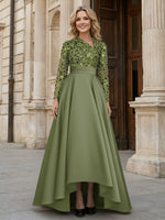 Satin Sequin Asymmetric Neck Mother of the Bride Dresses