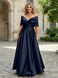 Satin A-Line Pleated Mother of the Bride Dresses