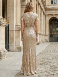 Sequin Sheath Pleated Mother of the Bride Dresses