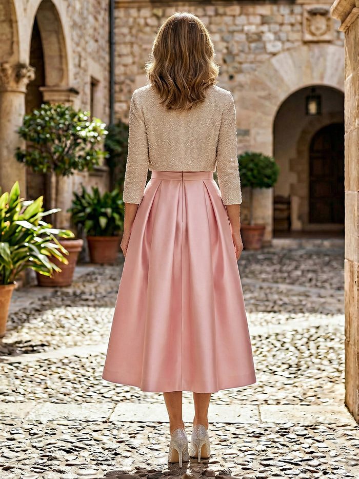 Satin A-Line Strapless Pleated Mother of the Bride Dresses