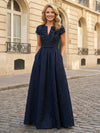 Jacquard Asymmetric Neck Sequin Embroidery Mother of the Bride Dresses