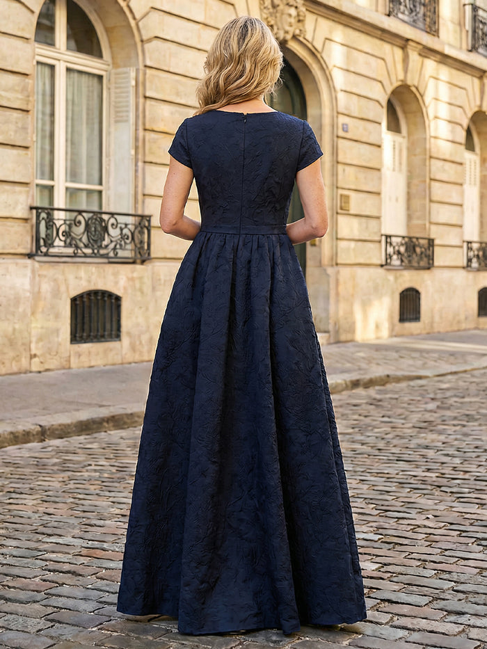 Jacquard Asymmetric Neck Sequin Embroidery Mother of the Bride Dresses