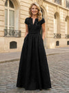 Jacquard Asymmetric Neck Sequin Embroidery Mother of the Bride Dresses