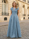 Jacquard Asymmetric Neck Sequin Embroidery Mother of the Bride Dresses