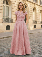 Jacquard Asymmetric Neck Sequin Embroidery Mother of the Bride Dresses