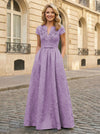 Jacquard Asymmetric Neck Sequin Embroidery Mother of the Bride Dresses