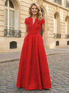 Jacquard Asymmetric Neck Sequin Embroidery Mother of the Bride Dresses