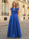 Jacquard Asymmetric Neck Sequin Embroidery Mother of the Bride Dresses