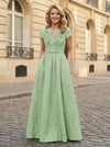 Jacquard Asymmetric Neck Sequin Embroidery Mother of the Bride Dresses