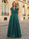 Jacquard Asymmetric Neck Sequin Embroidery Mother of the Bride Dresses