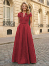 Jacquard Asymmetric Neck Sequin Embroidery Mother of the Bride Dresses