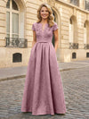 Jacquard Asymmetric Neck Sequin Embroidery Mother of the Bride Dresses