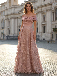 Lace Appliques A-Line Pleated Mother of the Bride Dresses