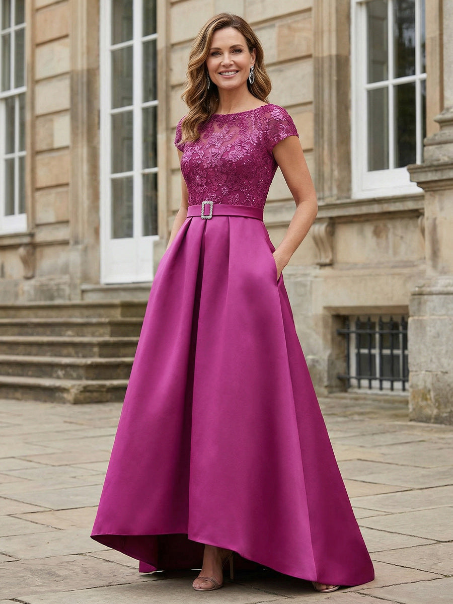 Sequin Embroidery Sash Mother of the Bride Dresses