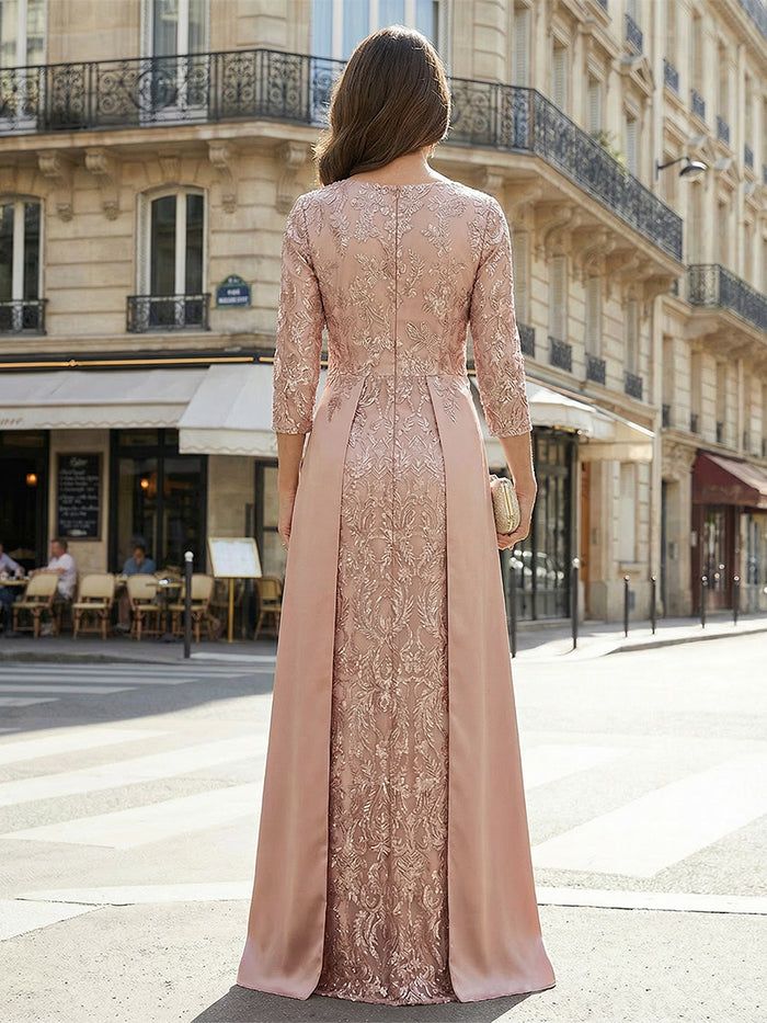 Lace Appliques Crew Neck Mother of the Bride Dresses