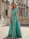 Satin A-Line V Neck 3D Flowers Mother of the Bride Dresses