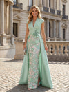 Satin A-Line V Neck 3D Flowers Mother of the Bride Dresses