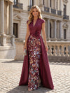 Satin A-Line V Neck 3D Flowers Mother of the Bride Dresses