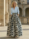 Jacquard A-Line V Neck Floral Mother of the Bride Dresses