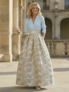Jacquard A-Line V Neck Floral Mother of the Bride Dresses