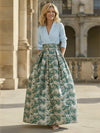 Jacquard A-Line V Neck Floral Mother of the Bride Dresses