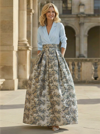 Jacquard A-Line V Neck Floral Mother of the Bride Dresses