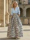 Jacquard A-Line V Neck Floral Mother of the Bride Dresses