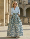 Jacquard A-Line V Neck Floral Mother of the Bride Dresses