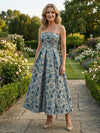 Jacquard A-Line Strapless Pleated Mother of the Bride Dresses
